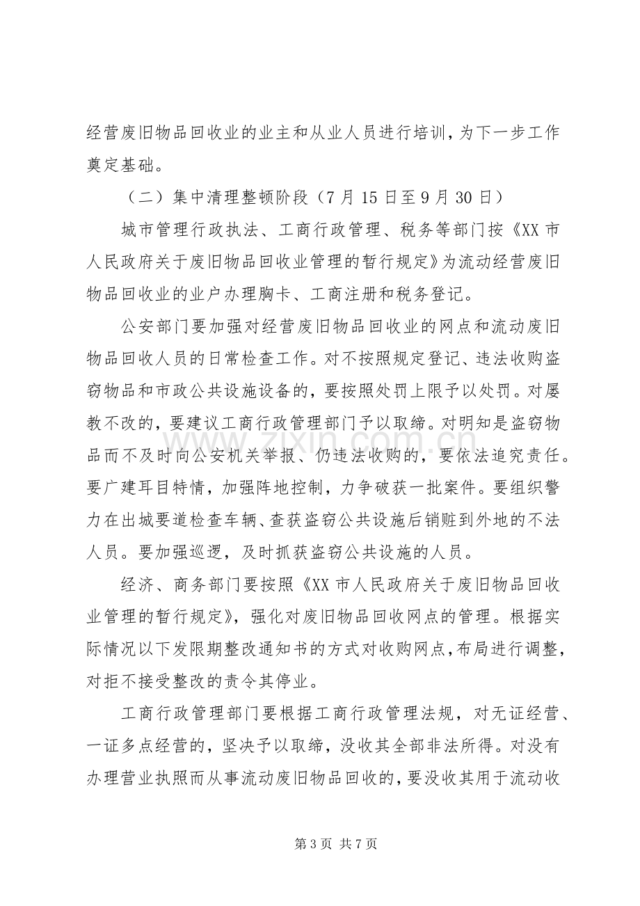 清理整顿废旧物品回收业专项行动的方案.docx_第3页