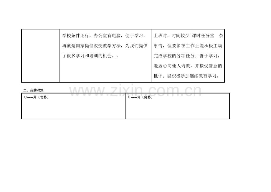 马涛个人自我诊断SWOT分析表.doc_第2页