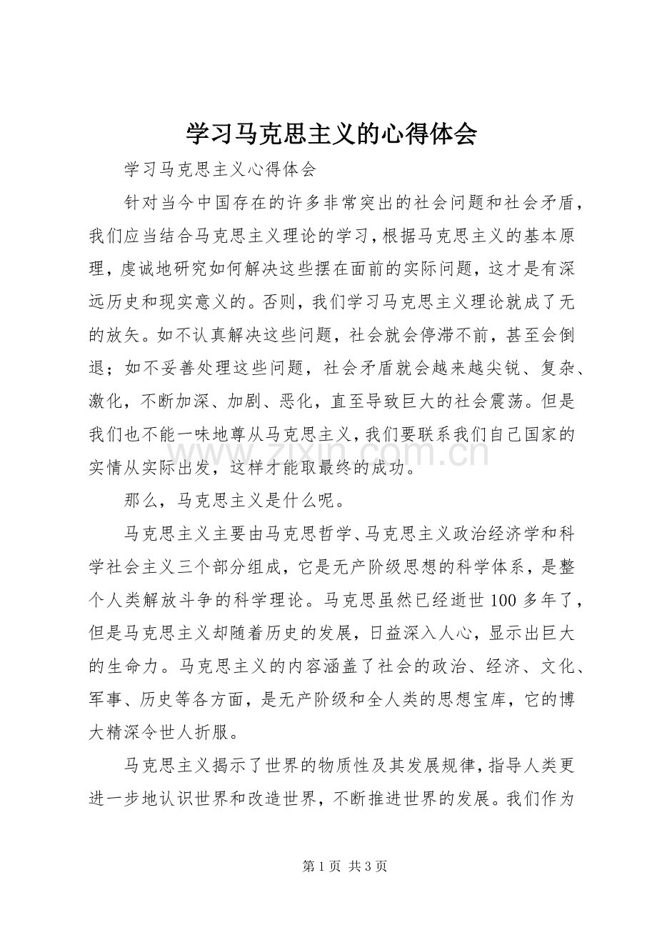 学习马克思主义的心得体会.docx_第1页