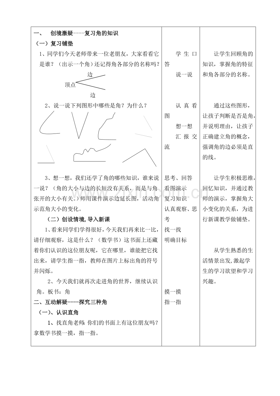 小学数学人教二年级《直角、锐角和钝角的初步认识》教学设计.doc_第2页