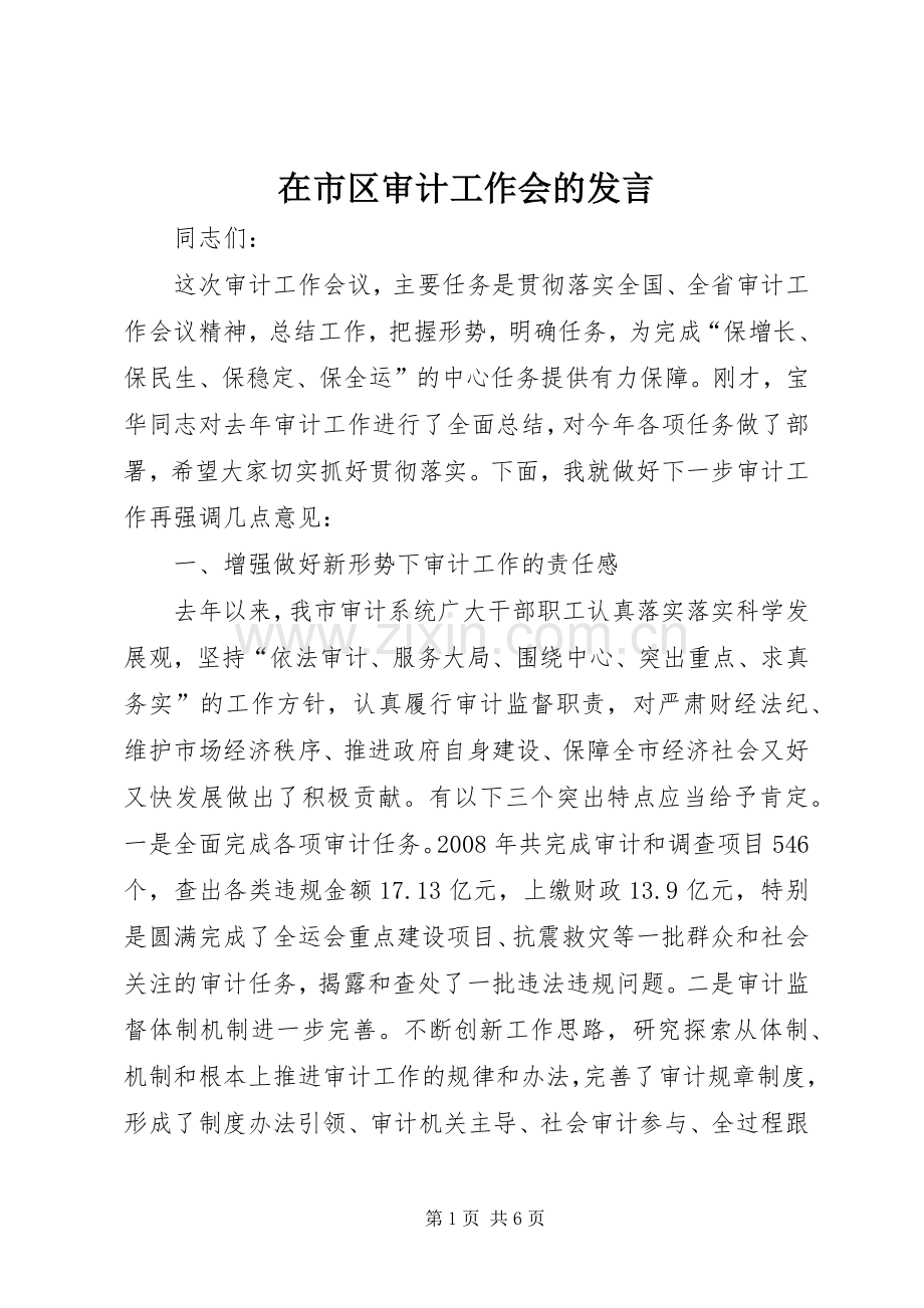 在市区审计工作会的发言.docx_第1页