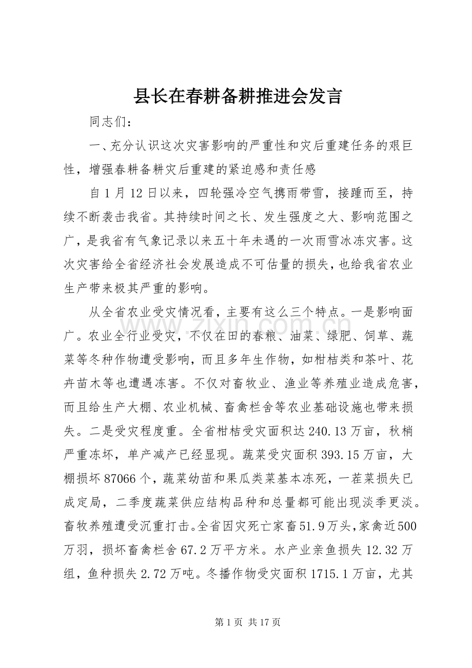 县长在春耕备耕推进会发言.docx_第1页