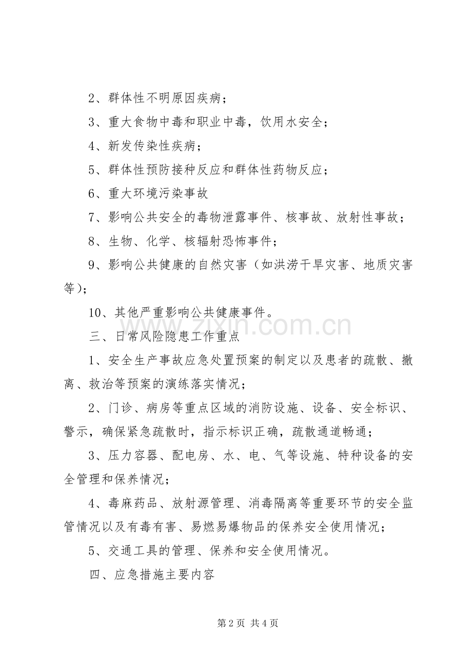 桥亭乡卫生院防范环境风险和安全隐患工作应急处理预案.docx_第2页