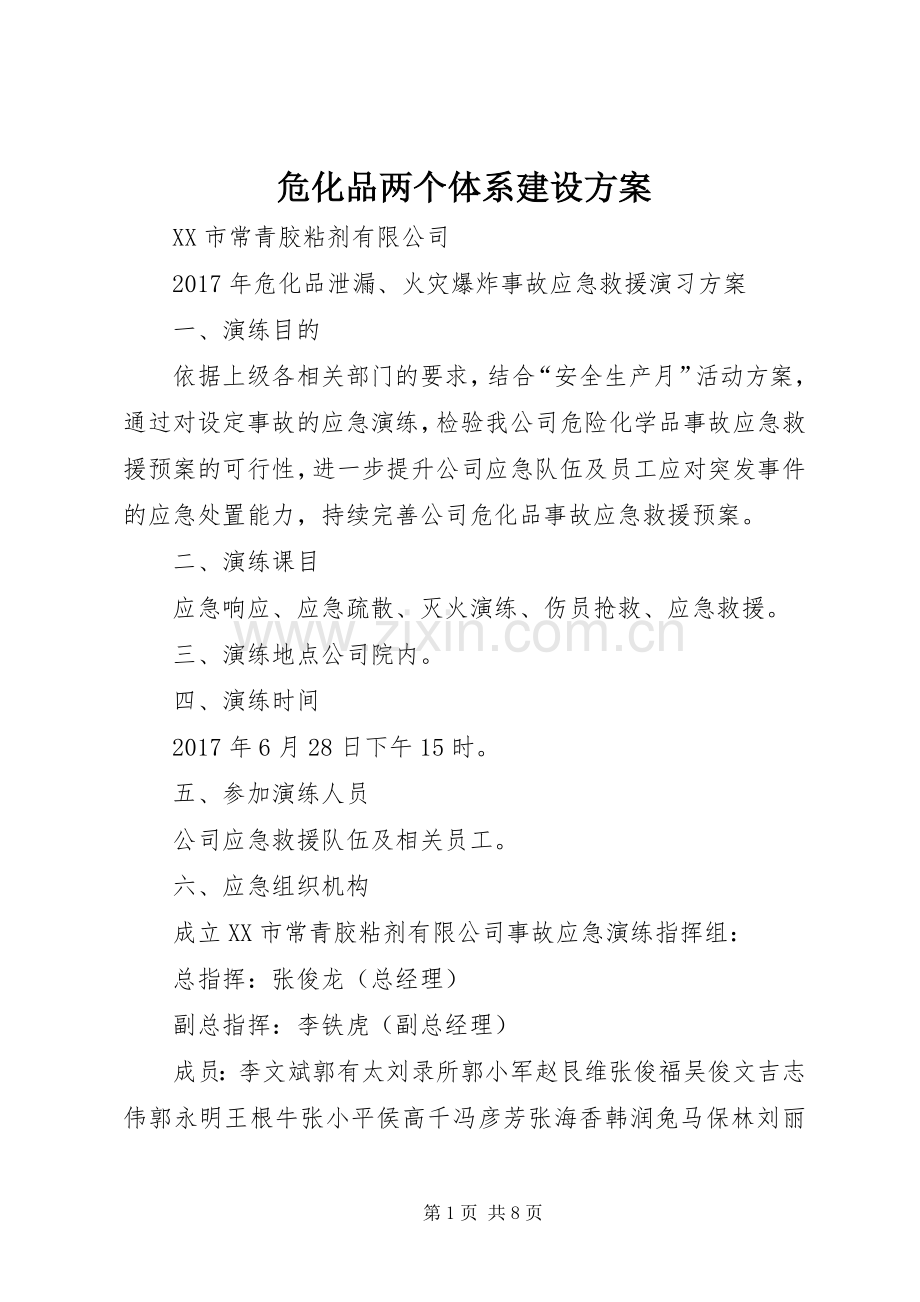 危化品两个体系建设实施方案 .docx_第1页