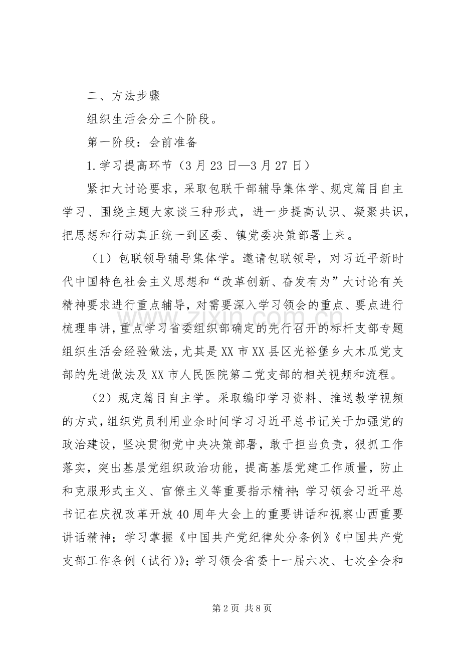 XX镇XX村党支部“改革创新、奋发有为”大讨论专题组织生活会方案.docx_第2页