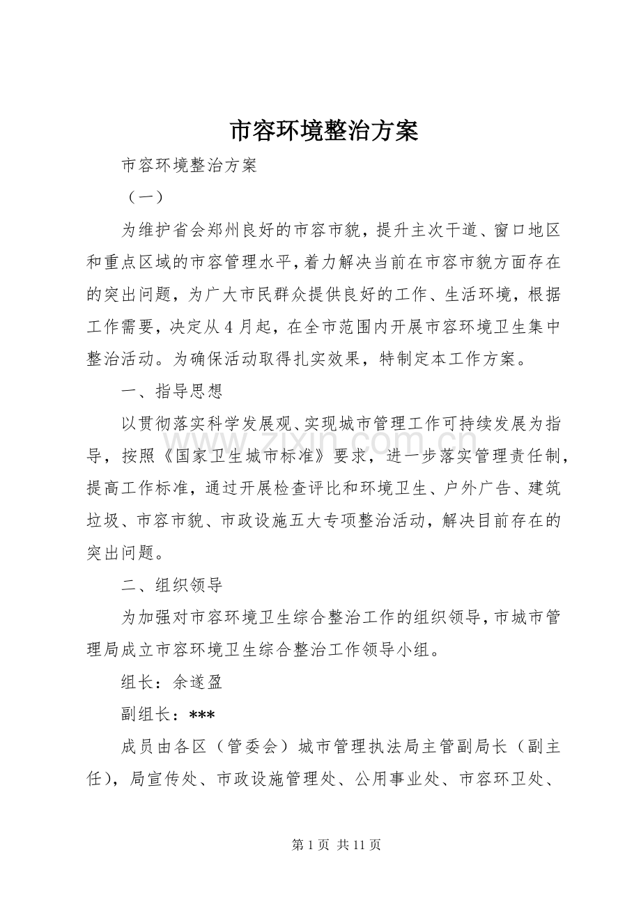 市容环境整治实施方案 .docx_第1页