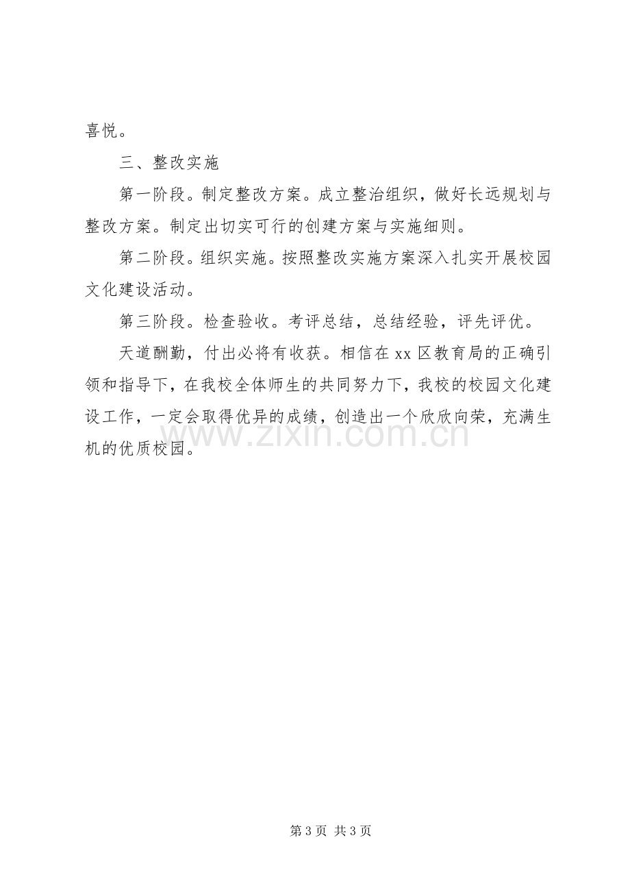 学校校园文化建设整治实施方案.docx_第3页