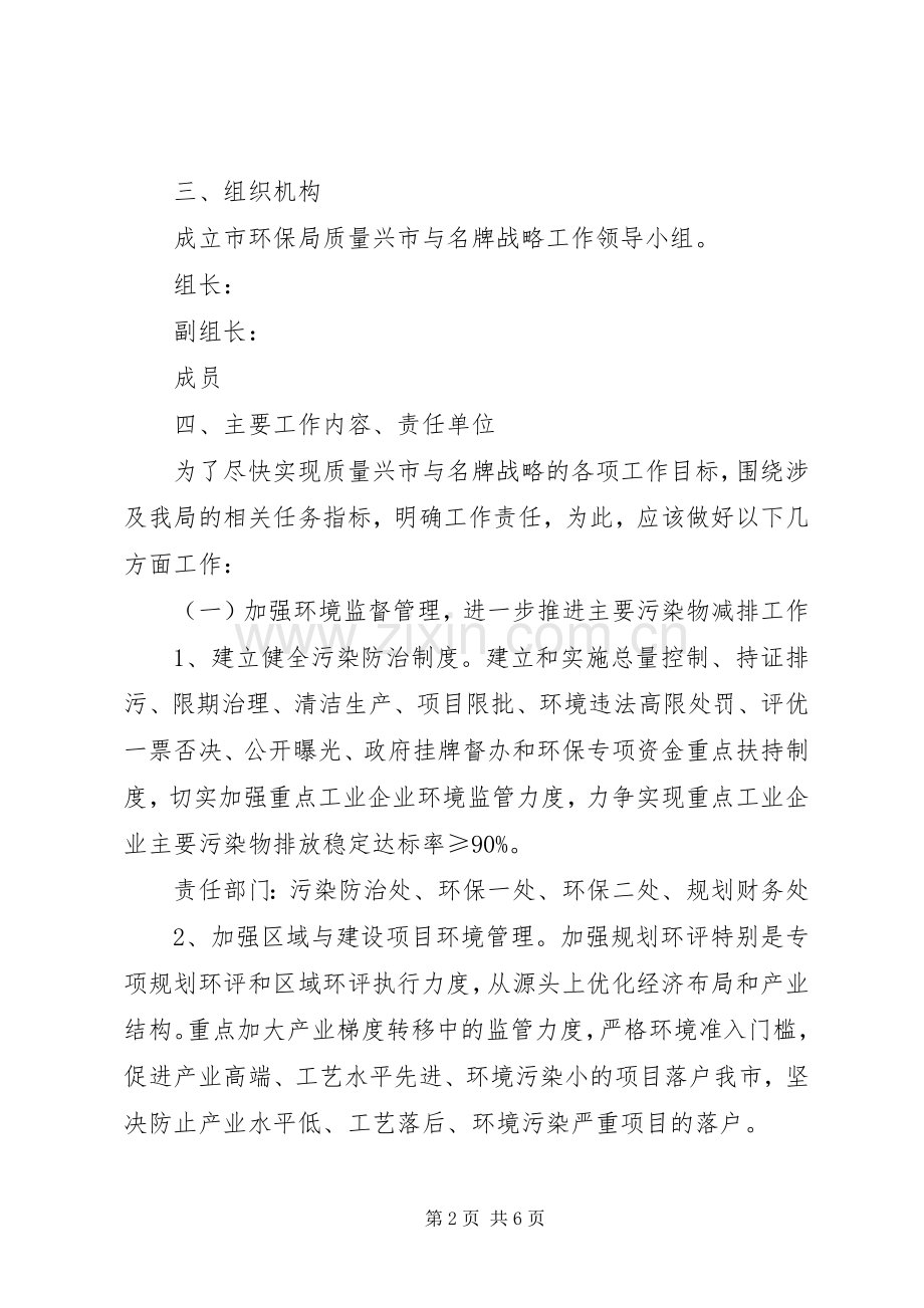 环保局质量兴市与名牌战略实施方案.docx_第2页