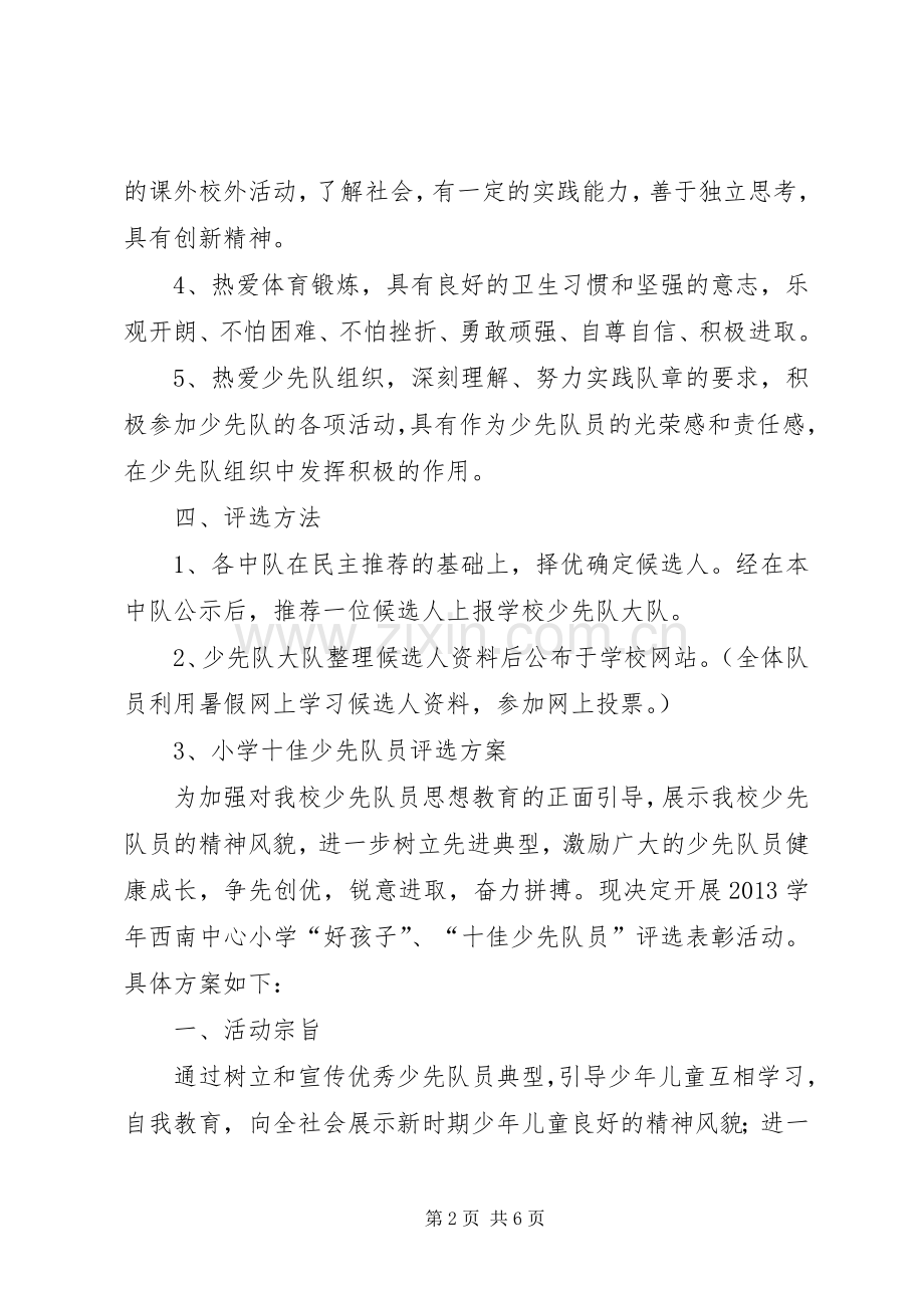 小学十佳少先队员评选实施方案.docx_第2页