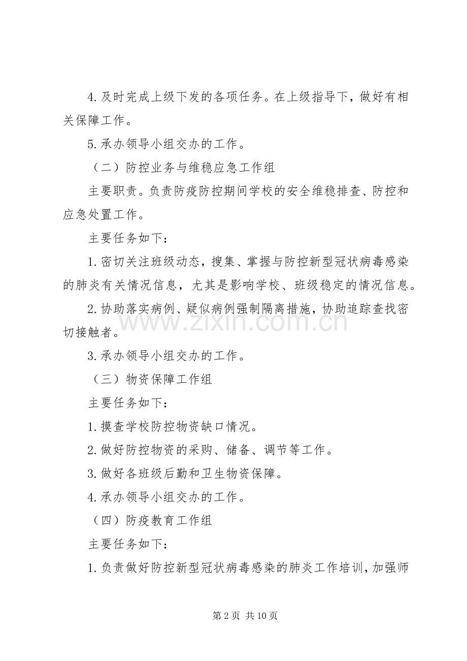 学校关于新型冠状病毒感染肺炎防疫防控工作实施方案.docx_第2页