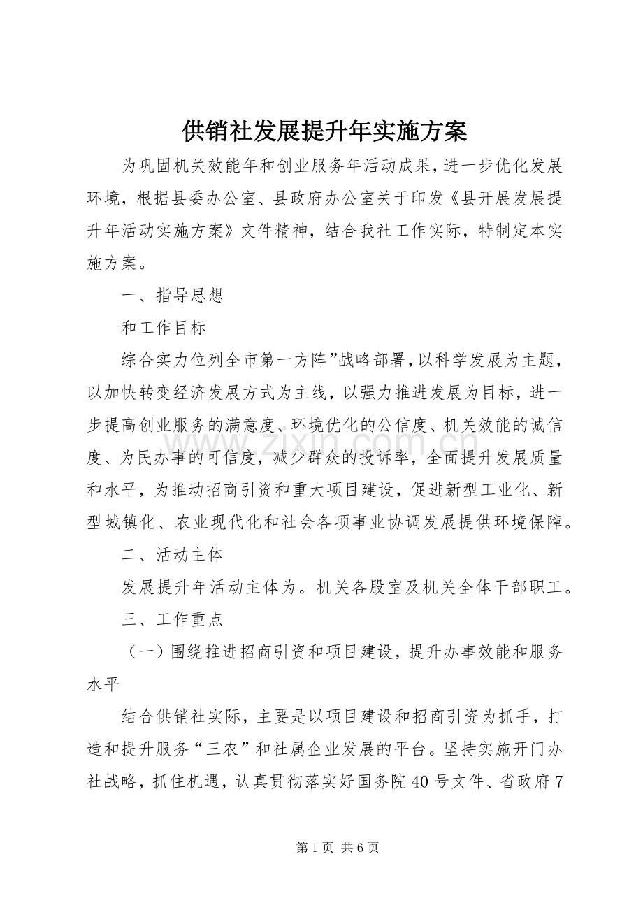 供销社发展提升年方案.docx_第1页