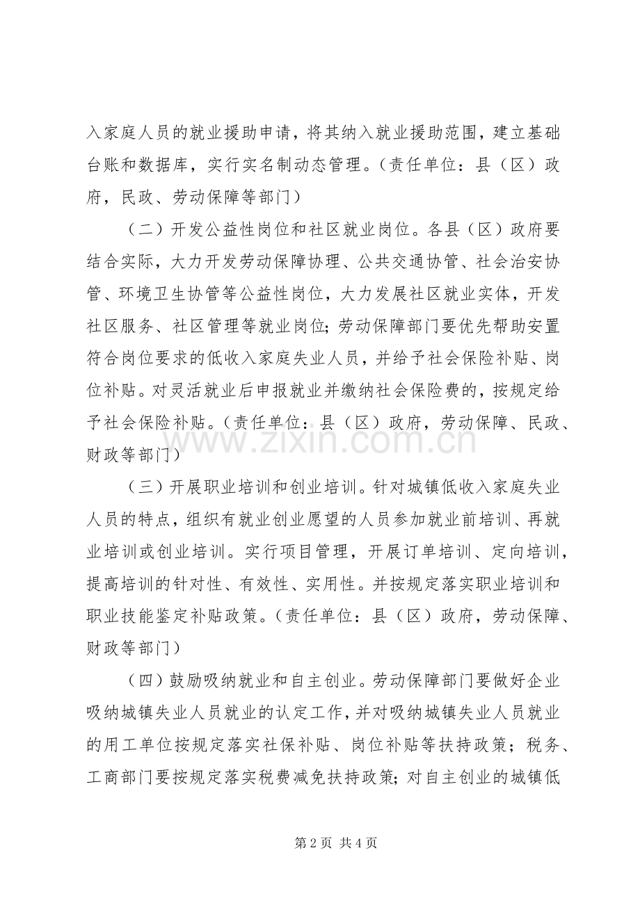 城镇低收入失业人员就业工作实施方案 .docx_第2页