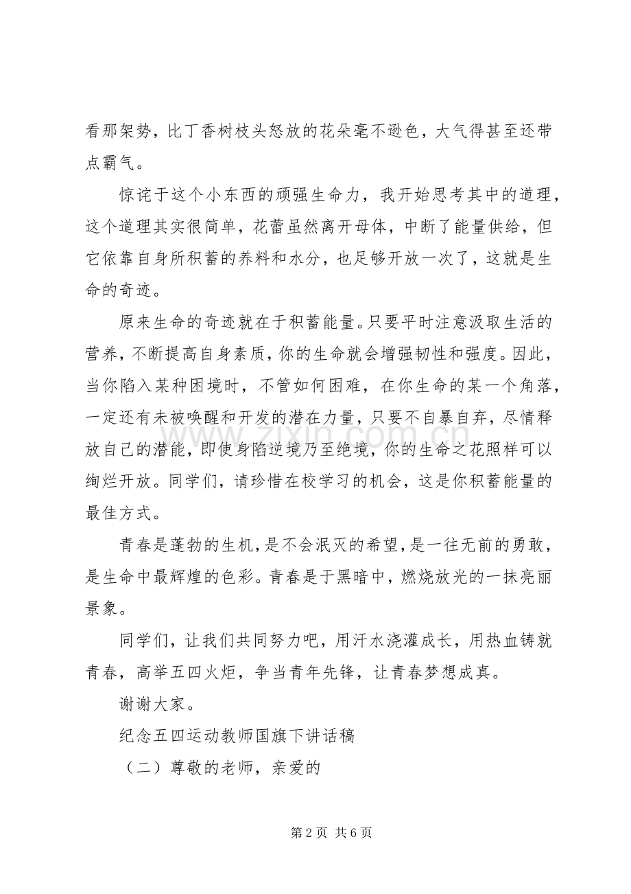 纪念五四运动教师国旗下讲话稿.docx_第2页