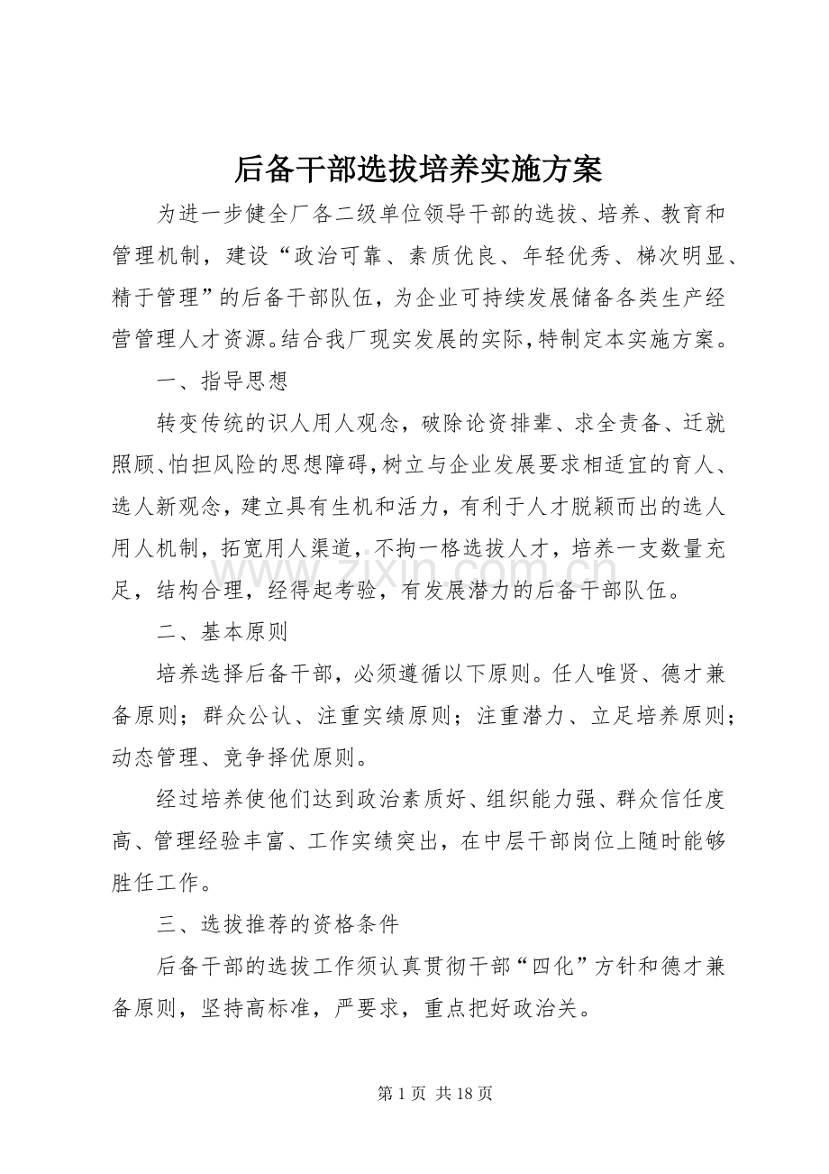 后备干部选拔培养方案.docx_第1页