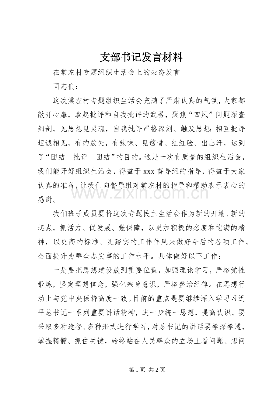 支部书记发言致辞.docx_第1页