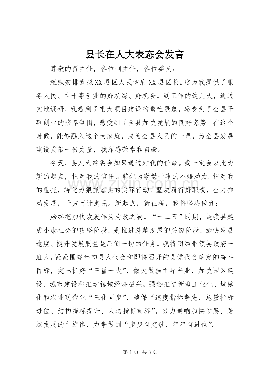 县长在人大表态会发言.docx_第1页