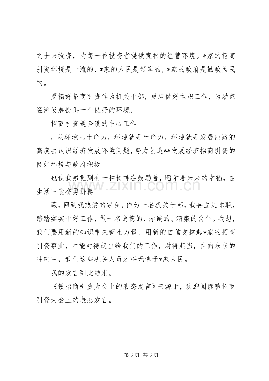 镇招商引资大会上的表态发言稿.docx_第3页