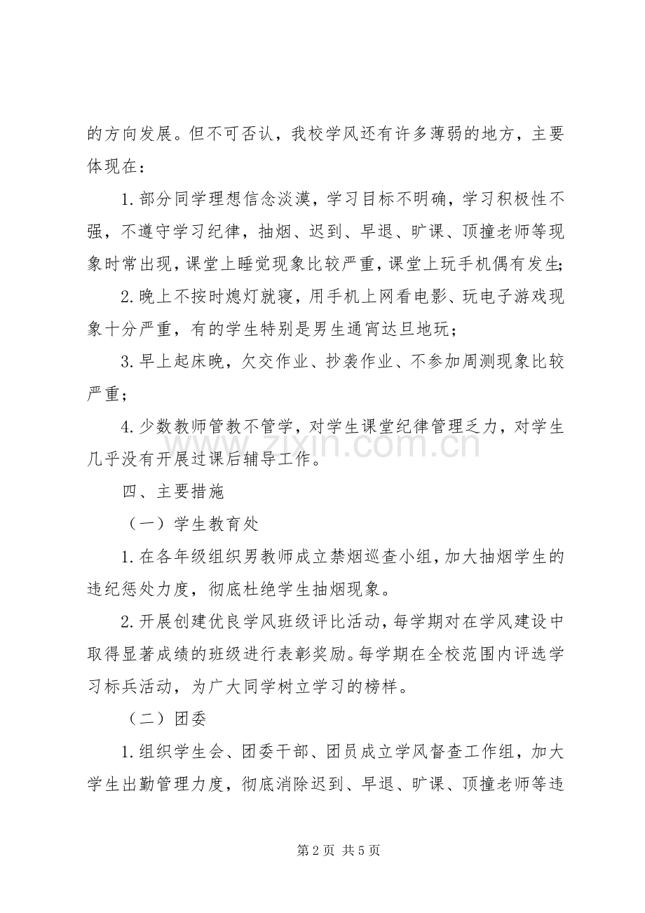 中学XX年关于进一步加强学风建设的方案.docx_第2页