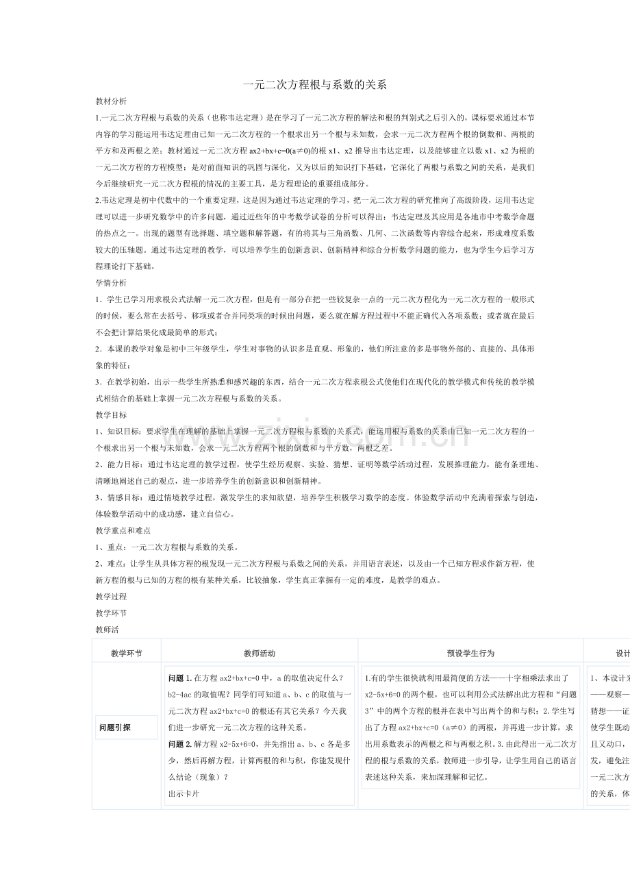 一元二次方程根与系数的关系.docx_第1页