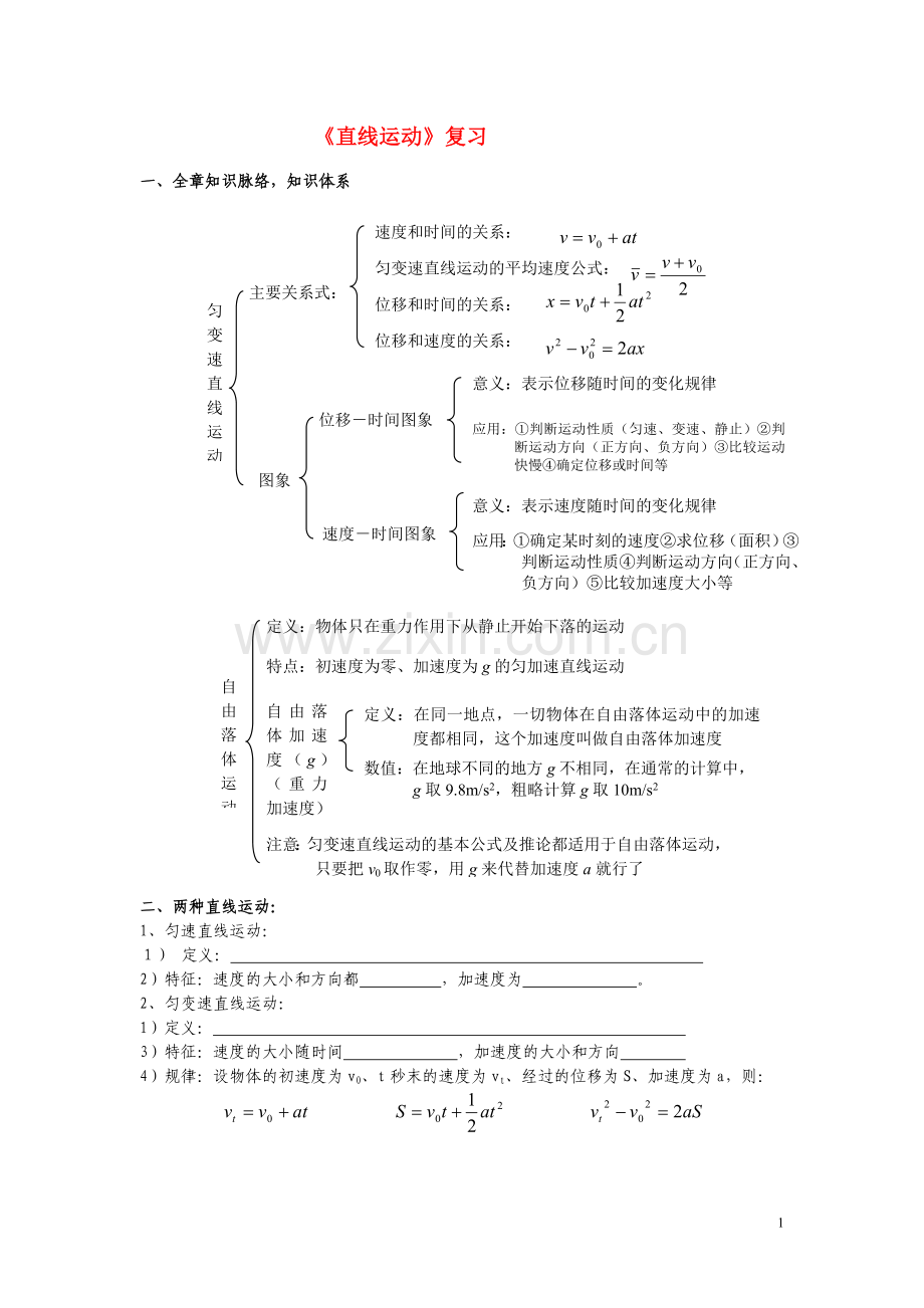 高一物理第二章《直线运动》复习教案3旧人教版.doc_第1页