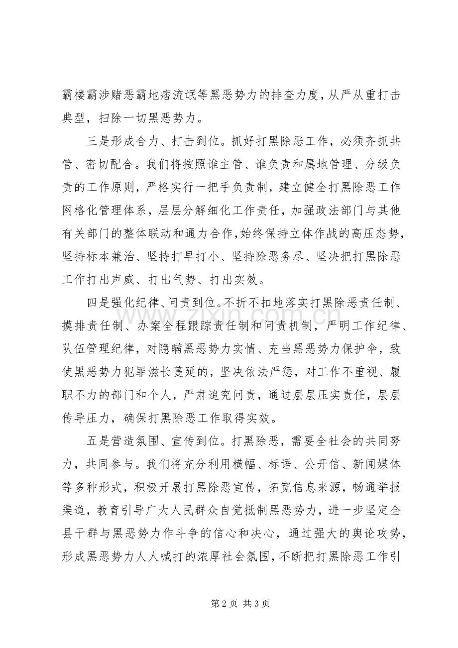 在全县打黑除恶工作会议上的表态发言稿.docx_第2页