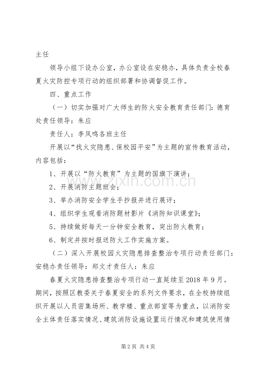 学校春夏火灾防控实施方案 .docx_第2页