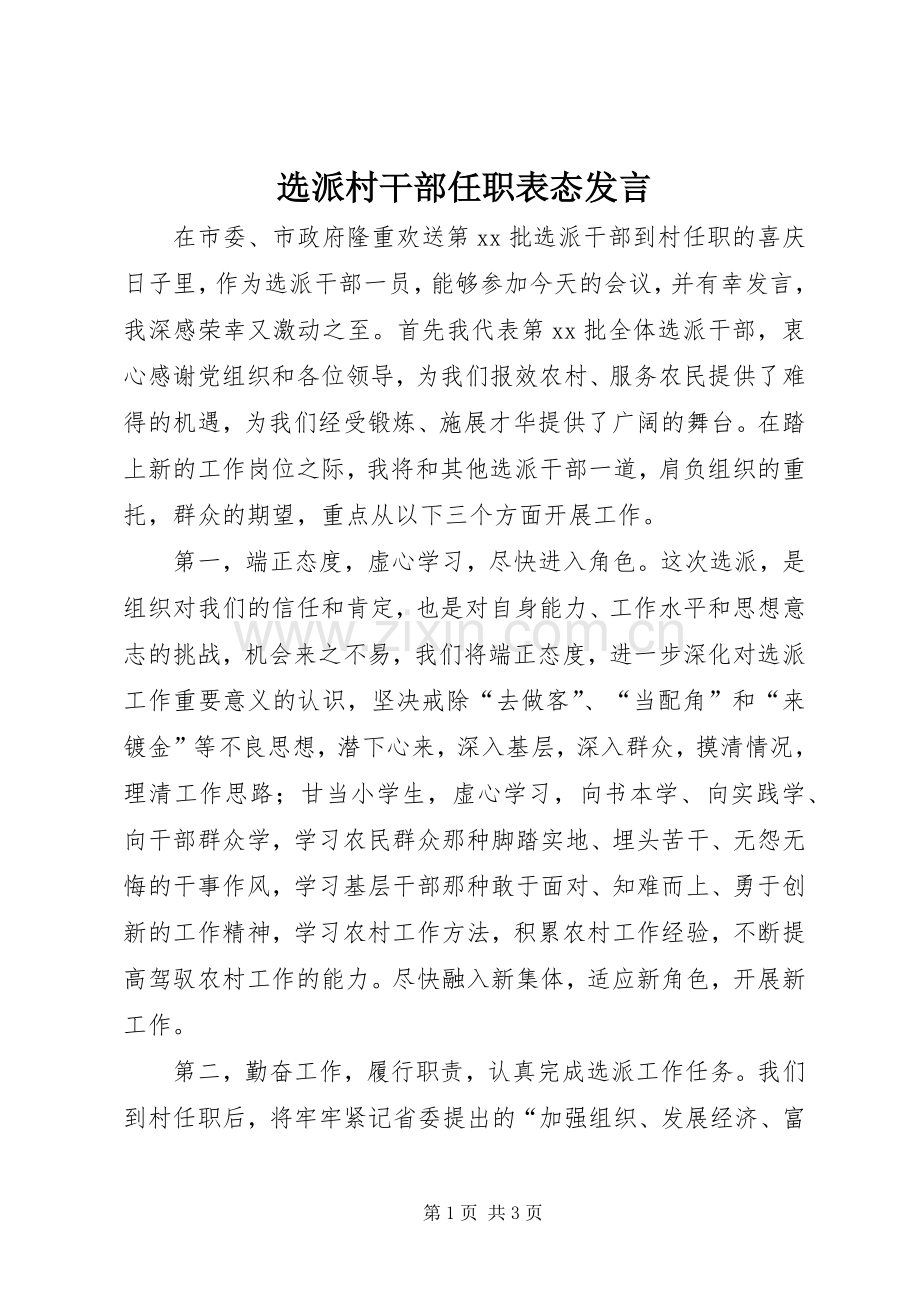 选派村干部任职表态发言.docx_第1页