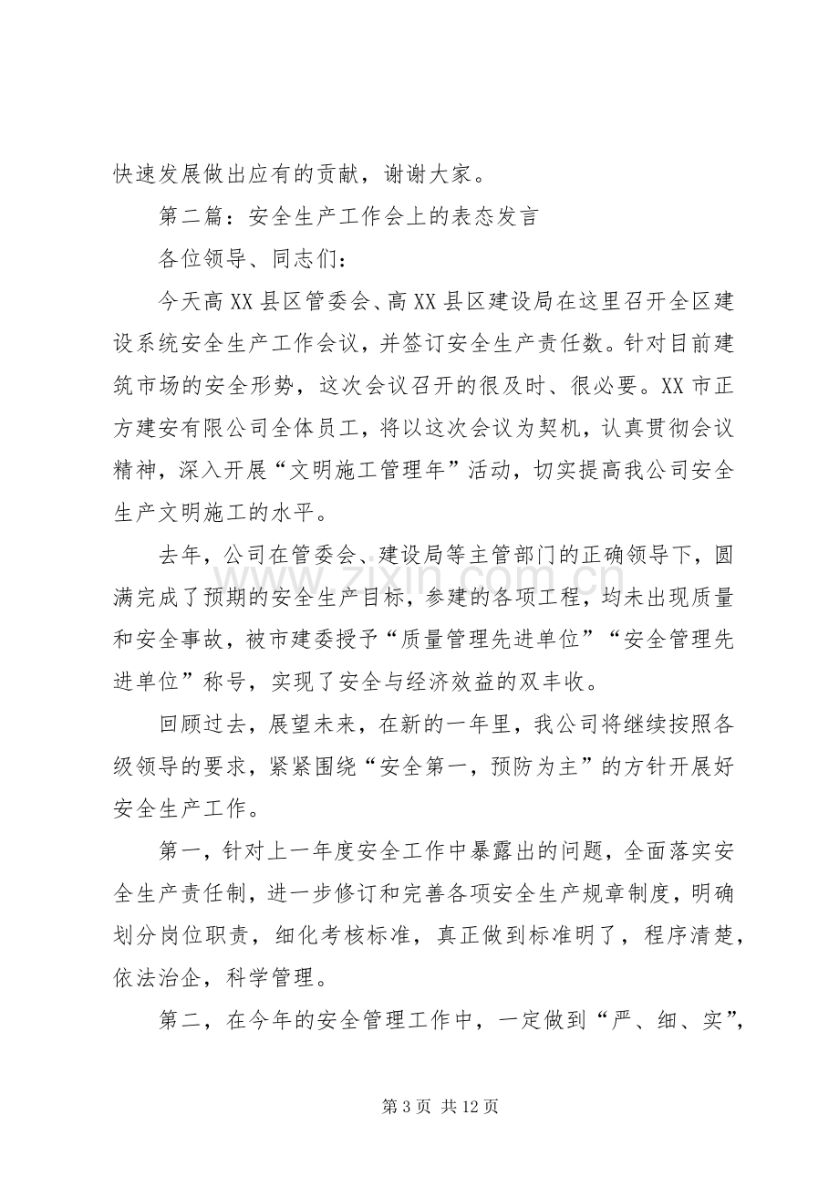 第一篇：安全生产工作会上的表态发言.docx_第3页