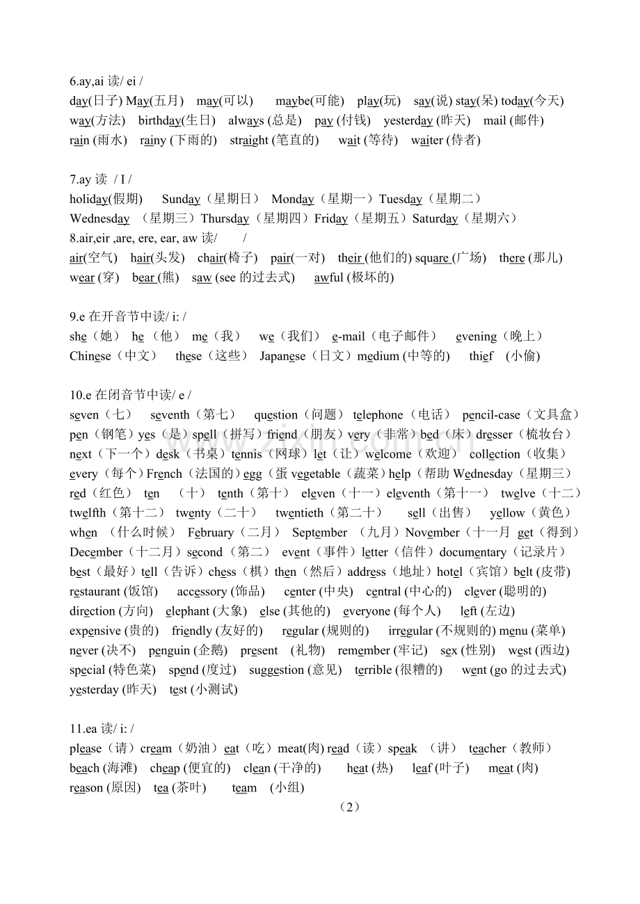 七年级英语全册元音字母及其组合的发音人教版.doc_第2页