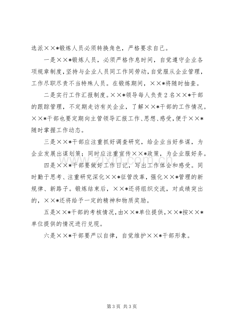 国税局选派中层干部到企业锻炼方案 .docx_第3页