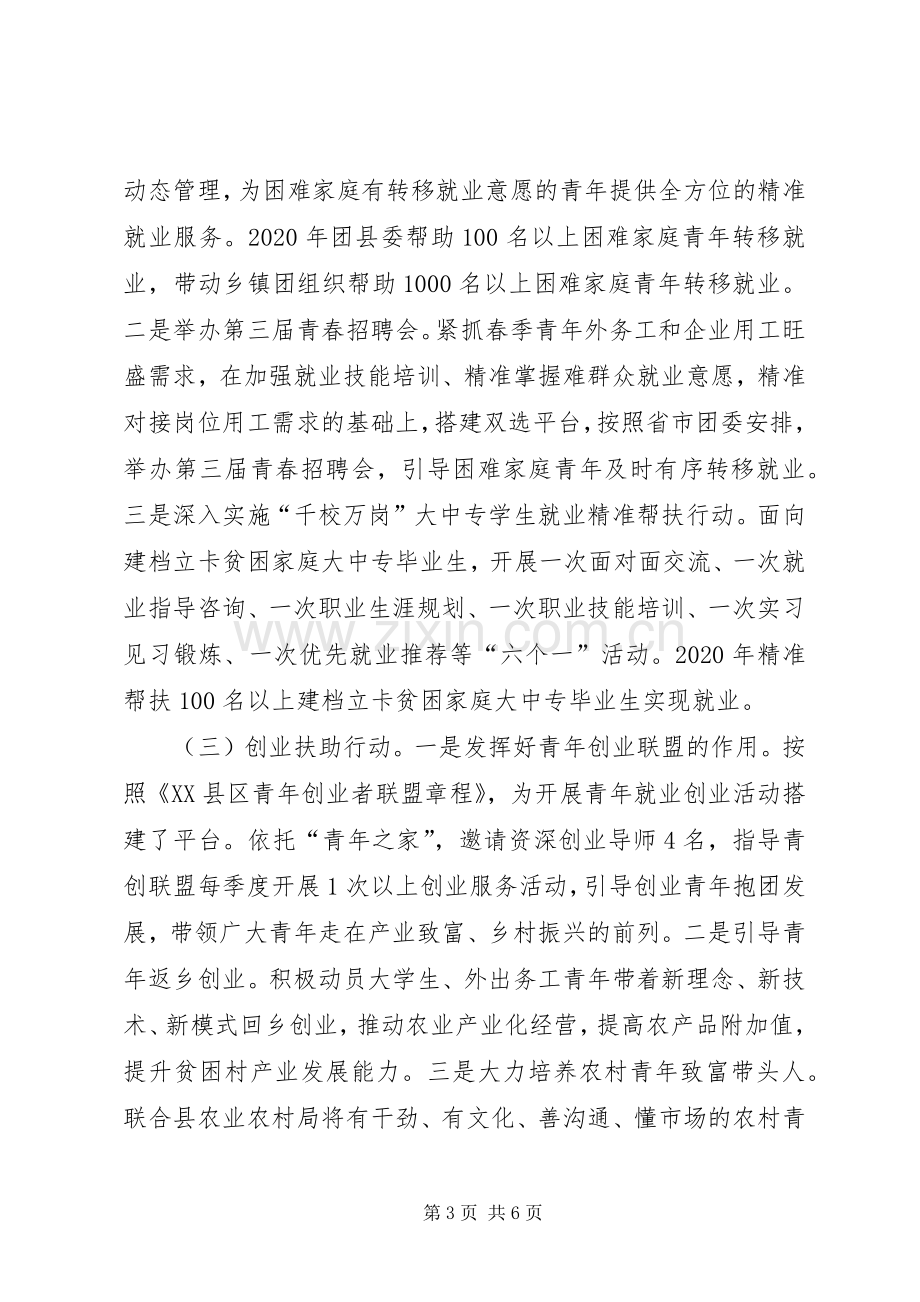 团县委关于深入推进“青春扶贫”六大行动助力,高质量打赢脱贫攻坚战的方案.docx_第3页