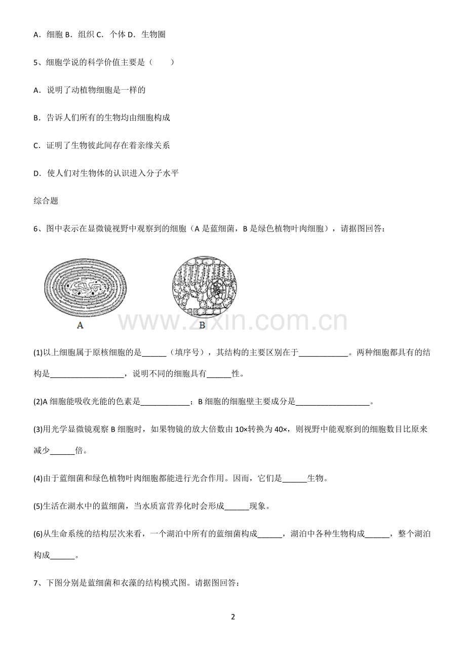 (文末附答案)人教版2022年高中生物第一章走进细胞重点知识点大全.pdf_第2页