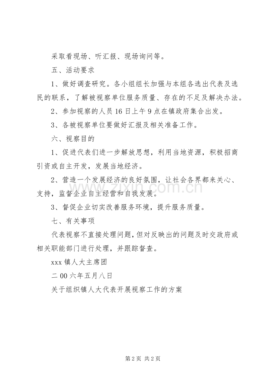 关于组织镇人大代表开展视察工作的实施方案 .docx_第2页