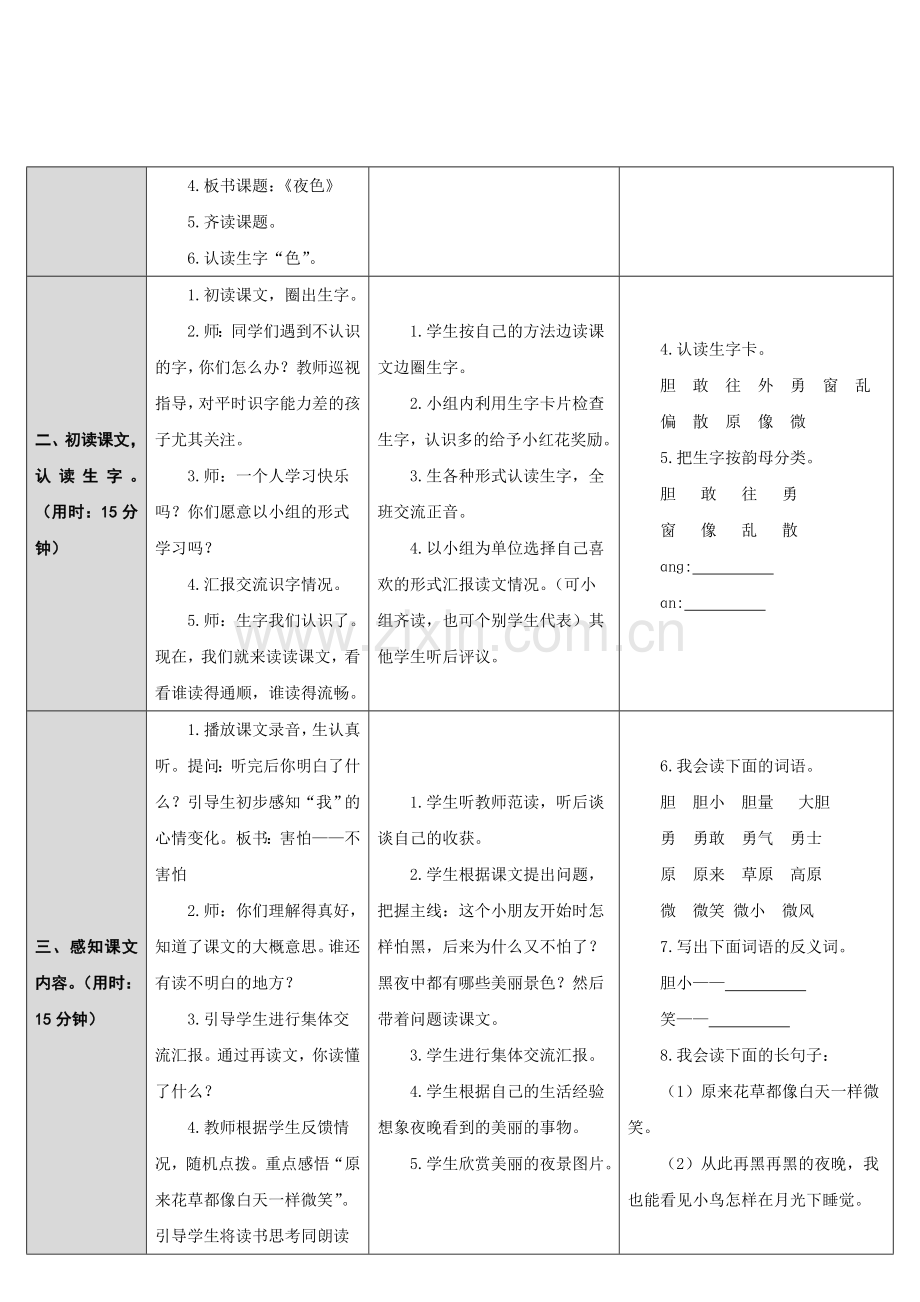 (部编)人教语文2011课标版一年级下册9、夜色.doc_第2页