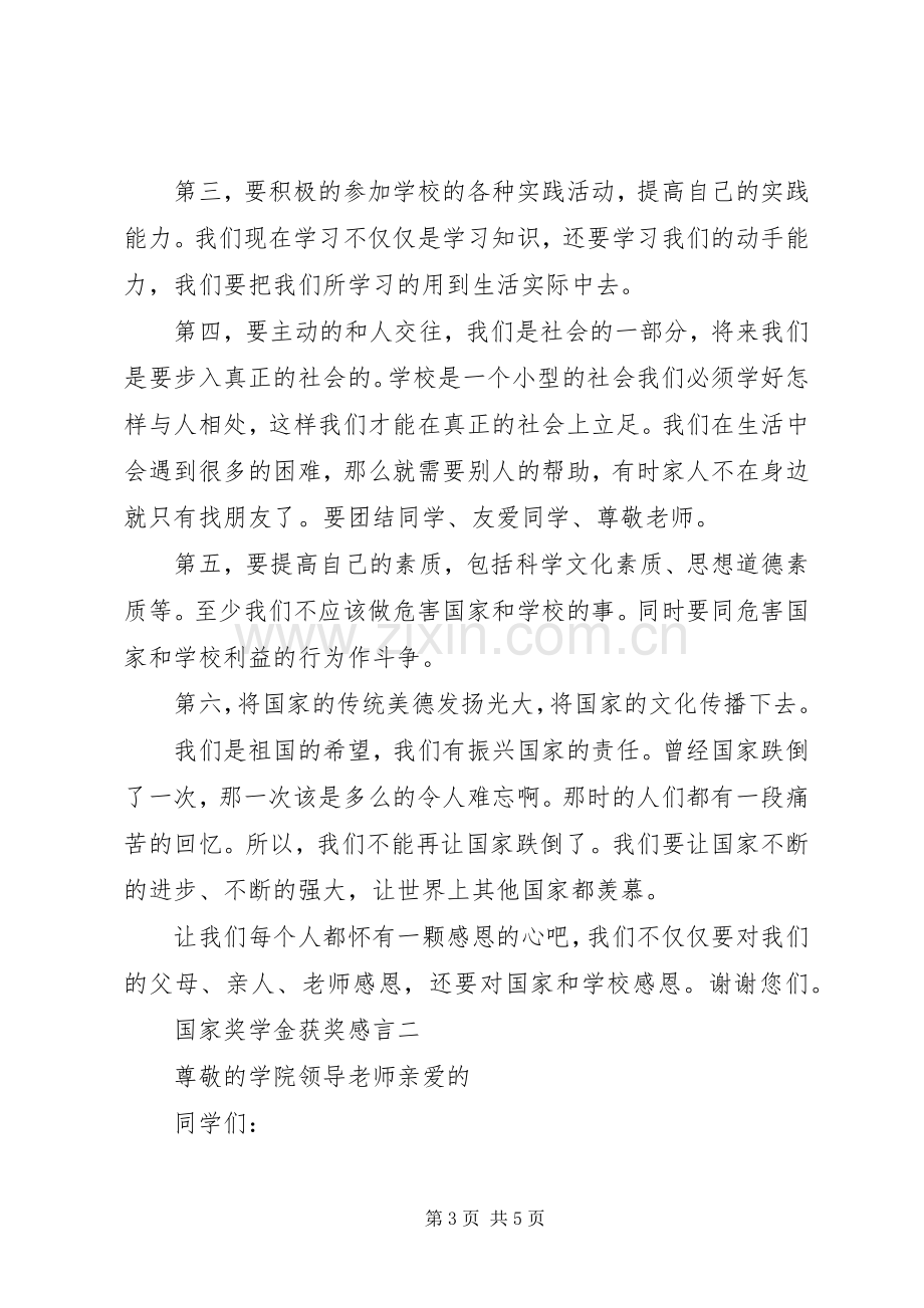 国家奖学金获奖感言发言.docx_第3页