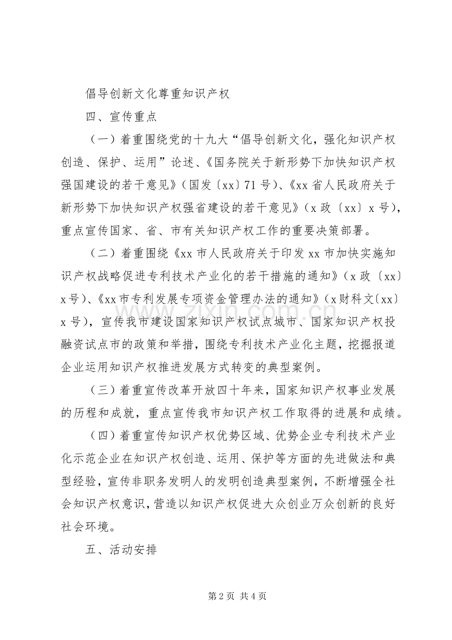 XX年知识产权宣传周活动实施方案.docx_第2页