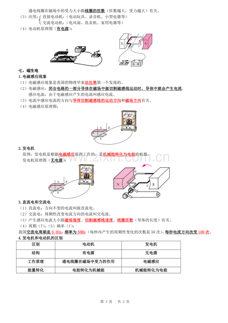 完整-初中九年级物理电与磁知识点全汇总.doc_第3页