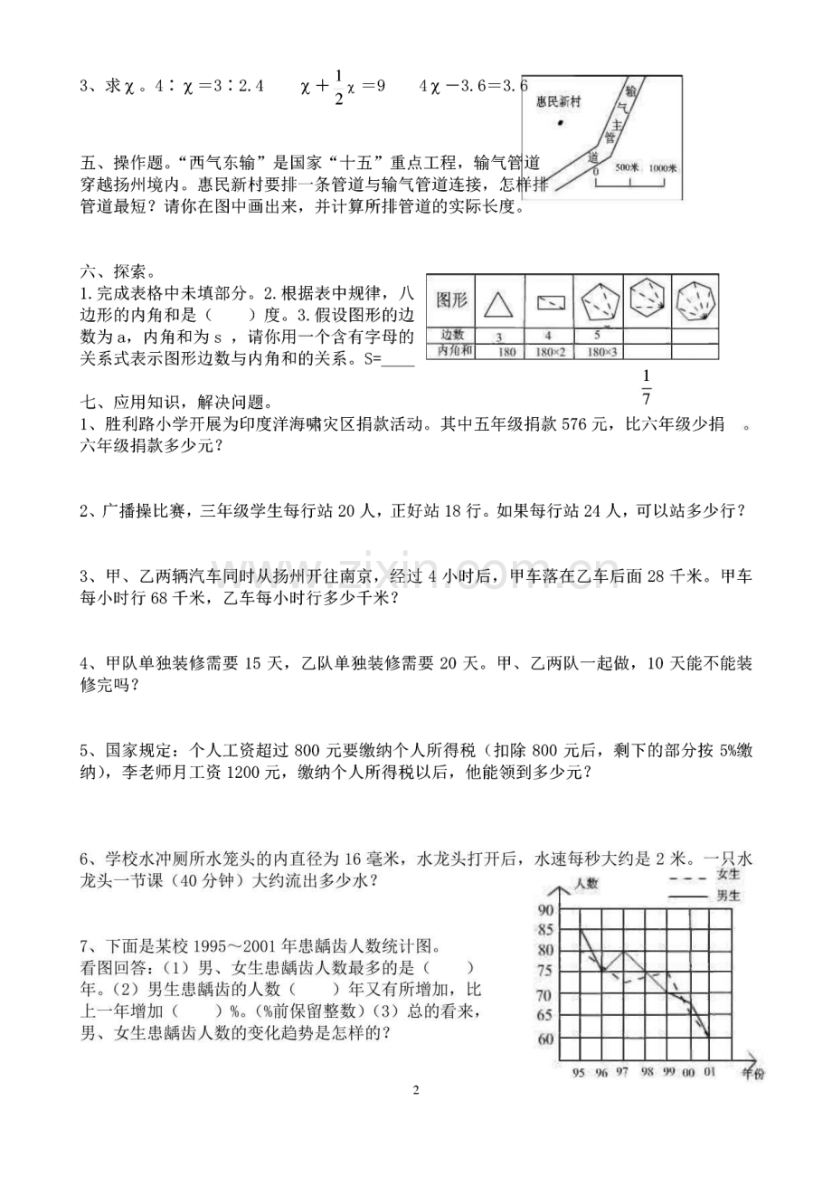 人教版小学数学六年级毕业升学考试试卷汇总(共25套).pdf_第2页