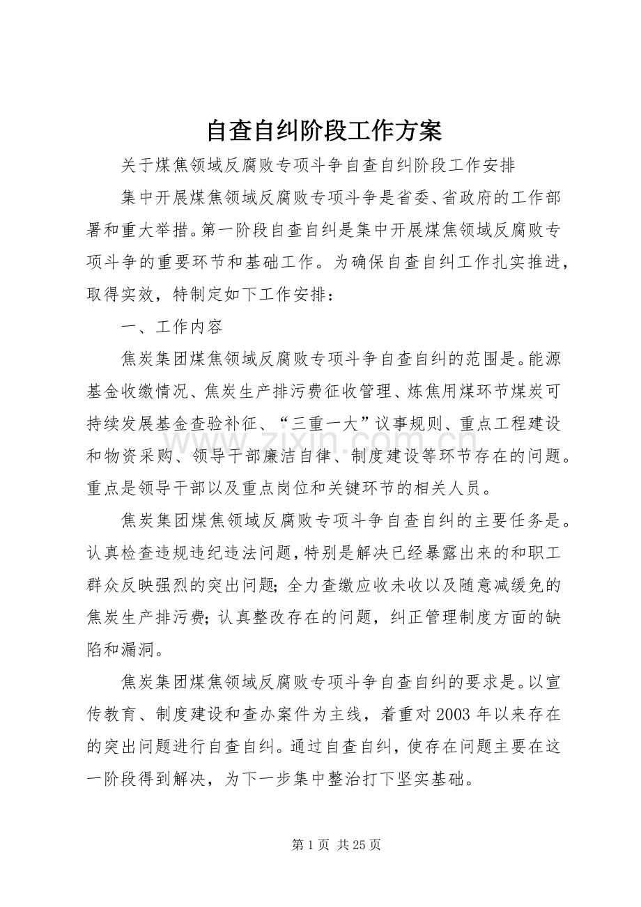 自查自纠阶段工作实施方案.docx_第1页