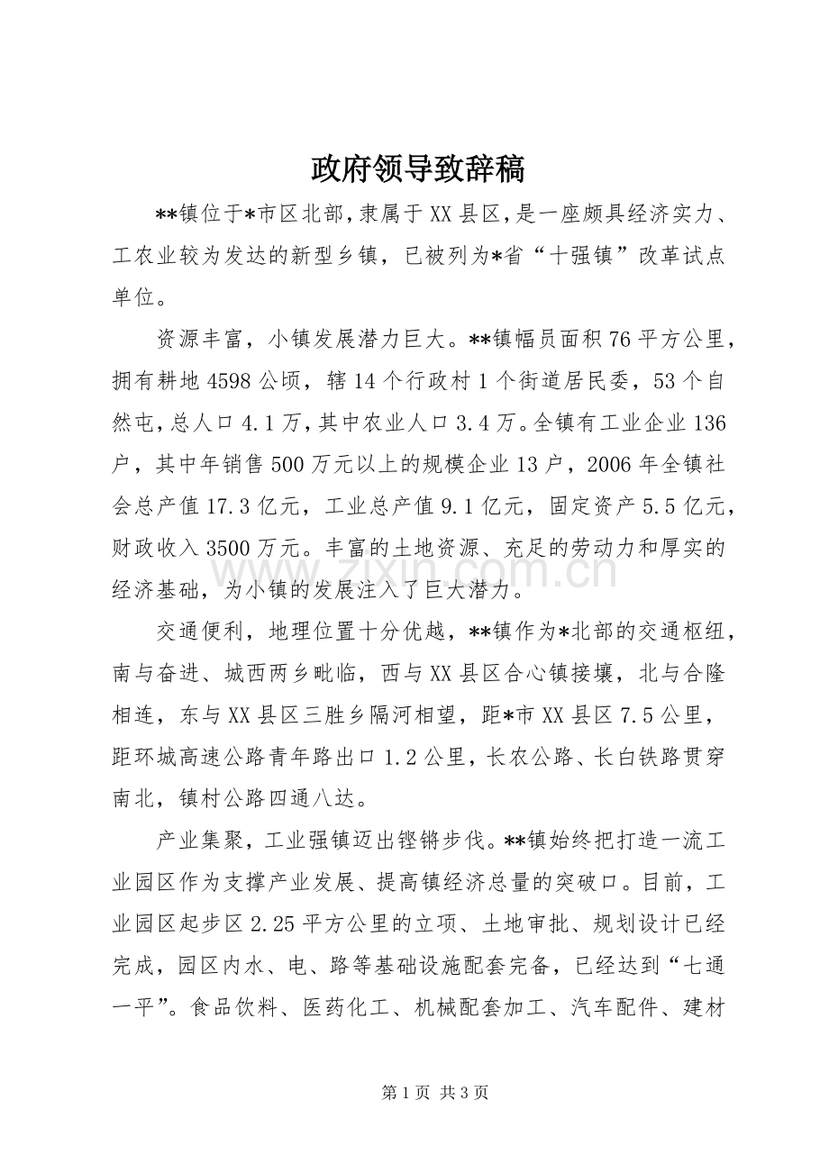 政府领导致辞稿.docx_第1页