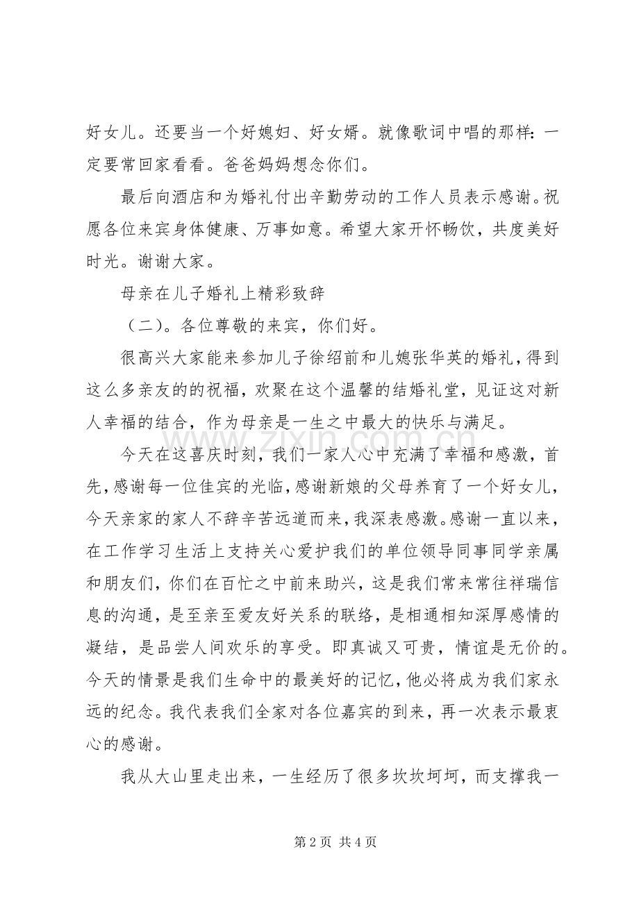 母亲在儿子婚礼上精彩演讲致辞.docx_第2页