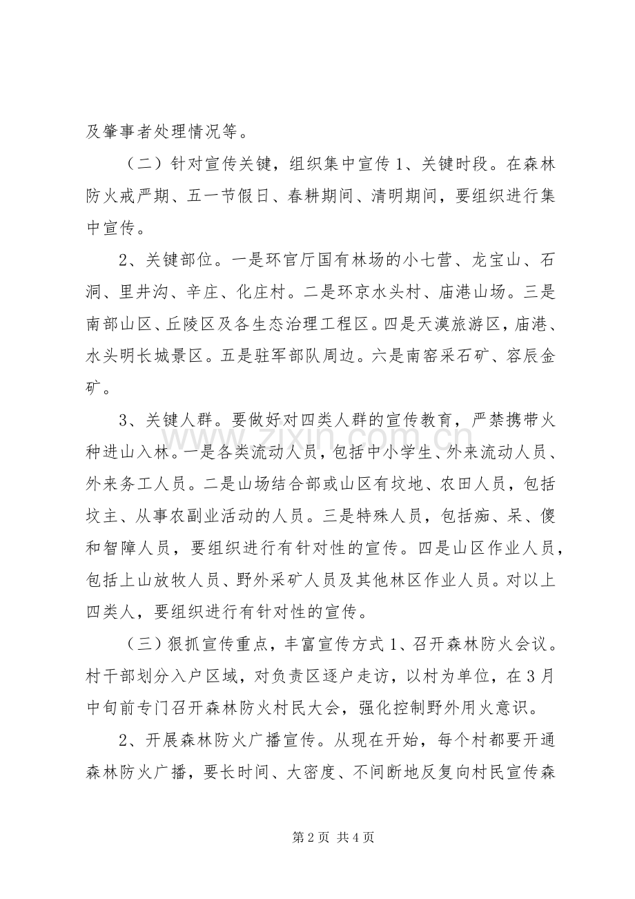 XX年春季森林防火宣传实施方案.docx_第2页