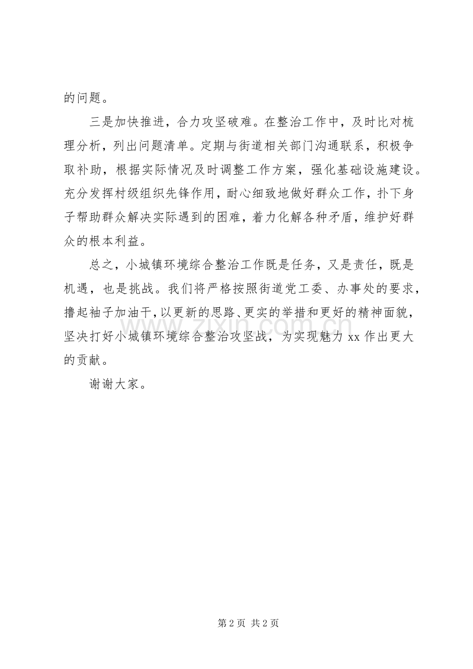 村支部书记在小城镇环境综合整治推进会上的表态发言稿.docx_第2页