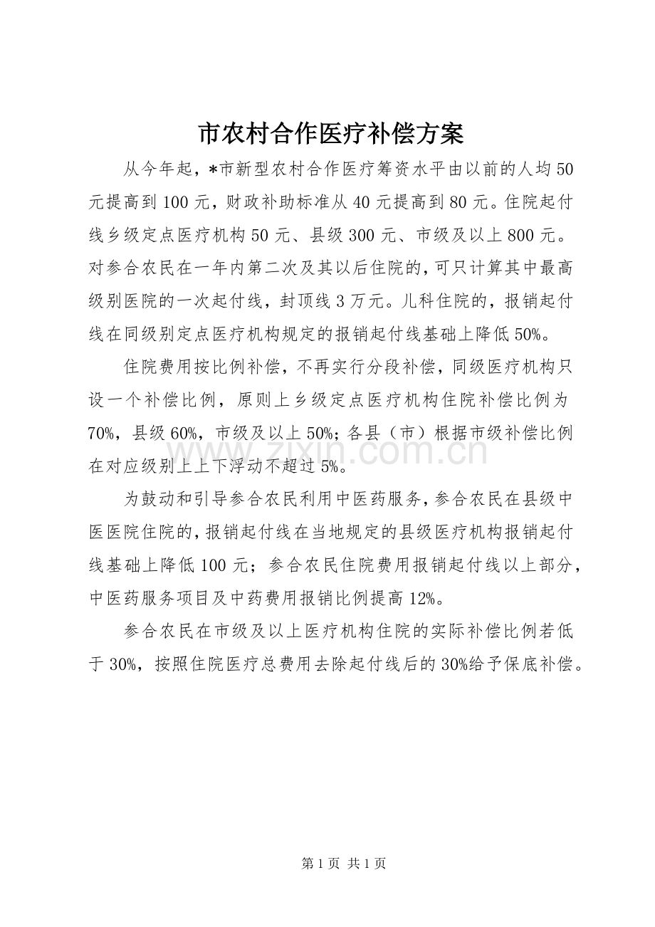 市农村合作医疗补偿实施方案.docx_第1页