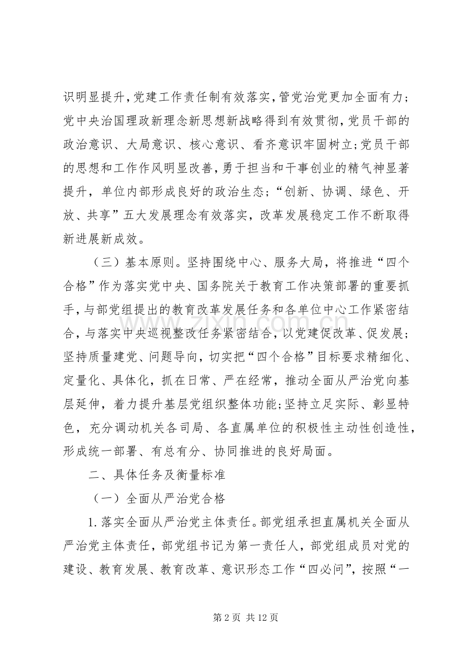 以“四个合格”为目标要求深化“两学一做”学习教育、加强直属机关党建工作的方案.docx_第2页