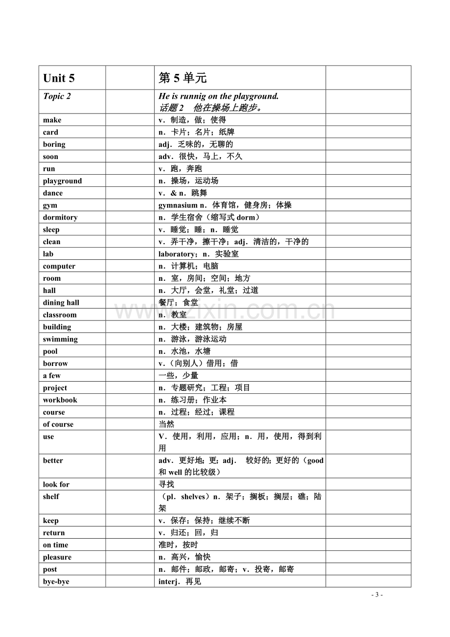 (good)仁爱版七年级下册英语单词(中英文分开)背诵用.doc_第3页