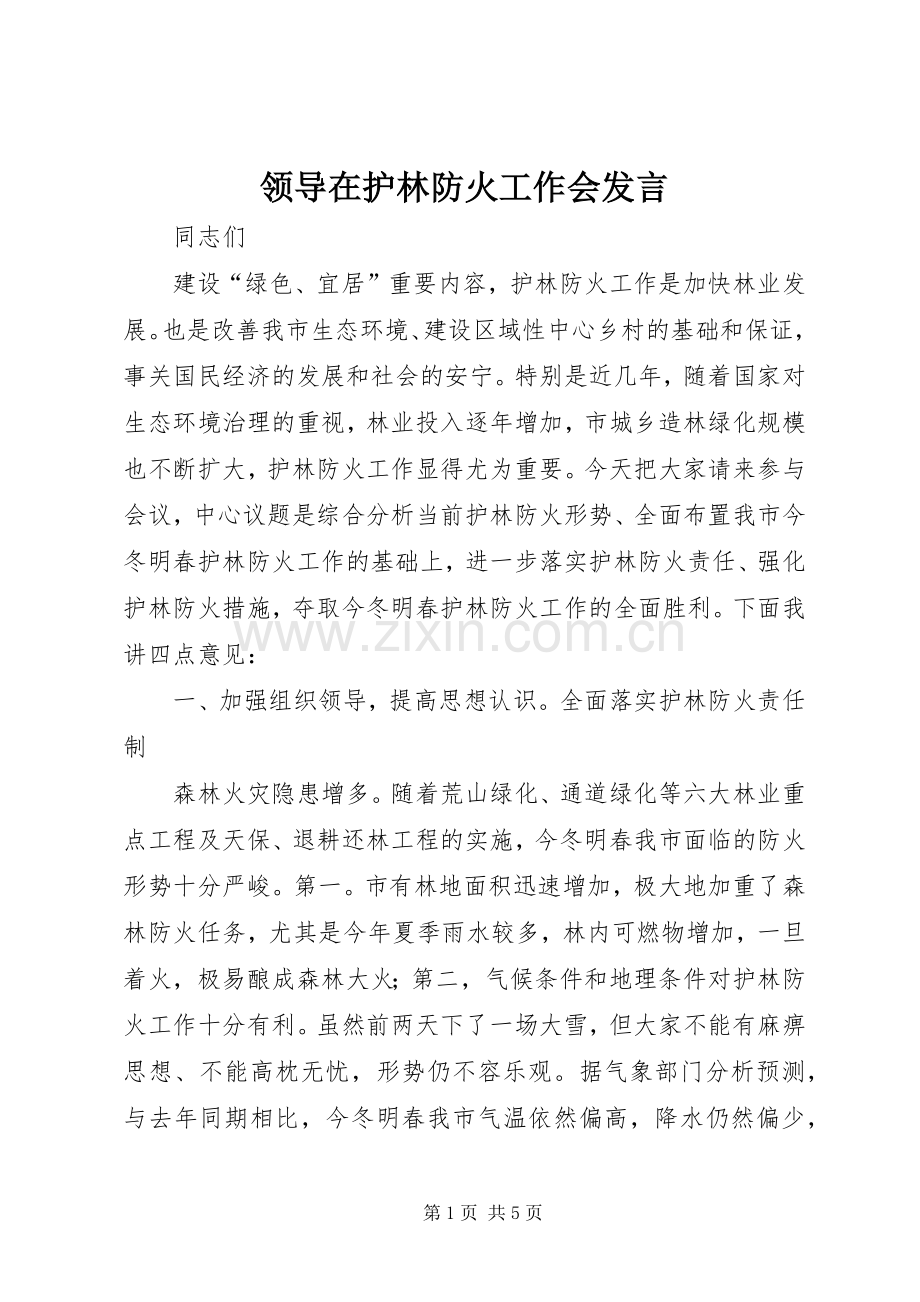 领导在护林防火工作会发言.docx_第1页