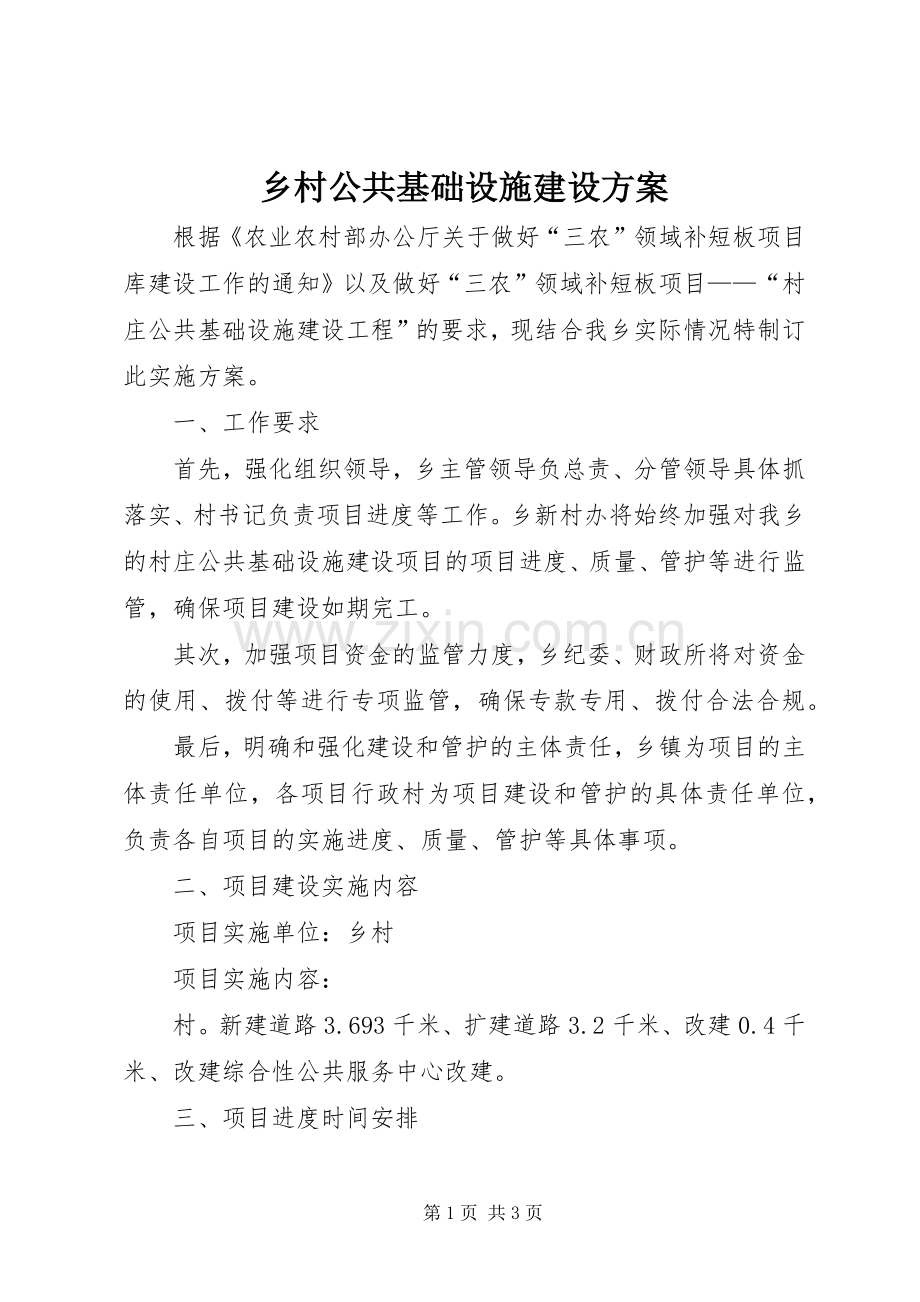 乡村公共基础设施建设实施方案.docx_第1页