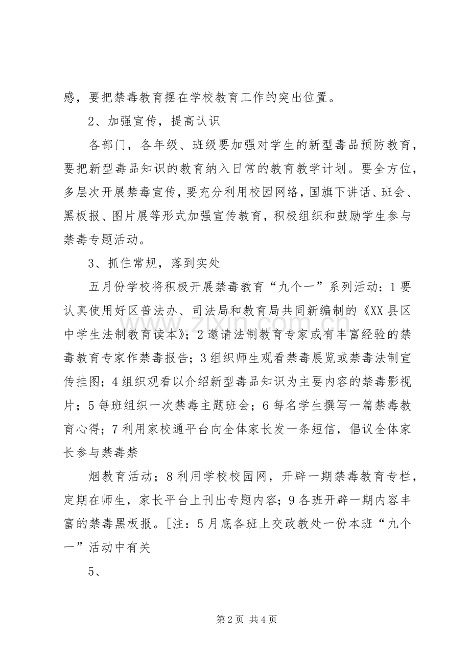 学校禁毒宣传教育工作实施方案 .docx_第2页