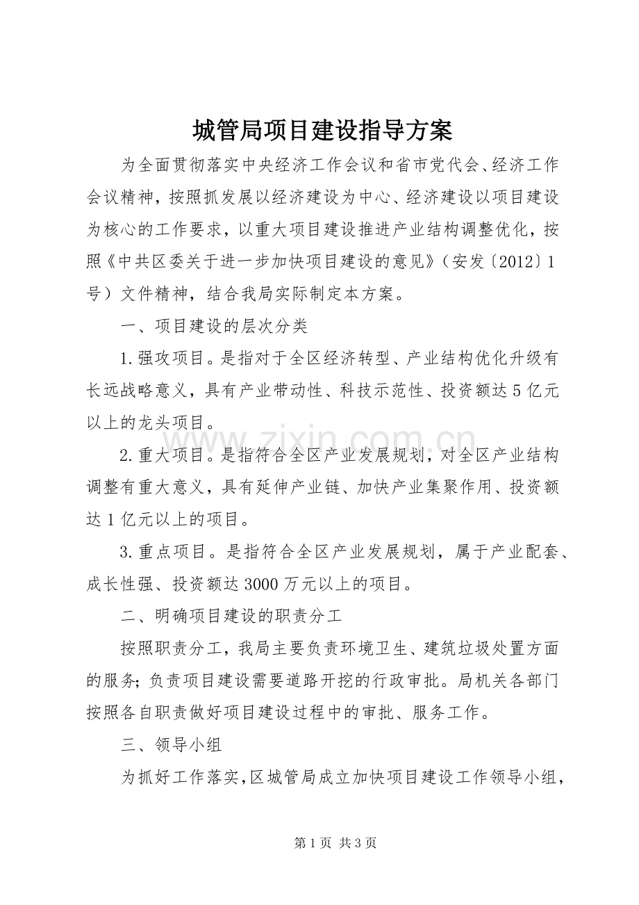 城管局项目建设指导实施方案.docx_第1页